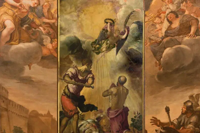 O que é um Martírio? | Evangelho no Lar Martírio do Apóstolo Bartolomeu (Natanael)
Bartolomeu teria sido esfolado vivo e decapitado na Armênia por ordem de um rei local
martirio-dos-apostolos-decaptacao-de-natanel-bartolomeu-800x533
