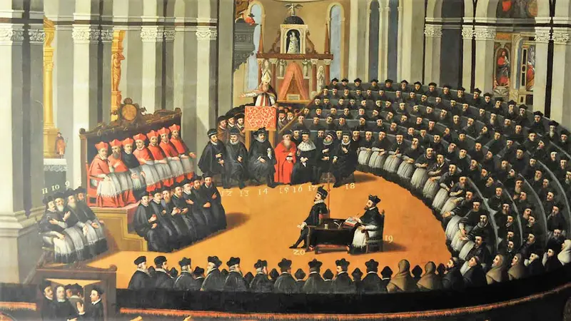 Quem foi Constantino na Bíblia? Verdades e Mitos sobre a Formação do Cânon | Evangelho no Lar imagem representando o concílio de trento, Quem foi Constantino na Bíblia
