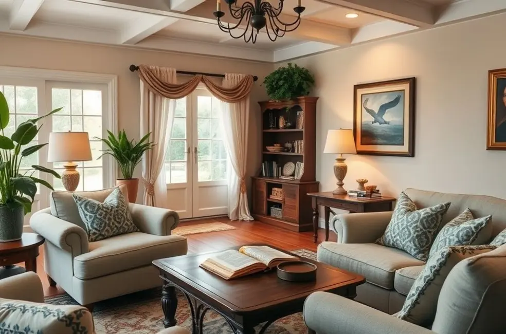 Sala de estar aconchegante para meditação e oração para o Evangelho no Lar