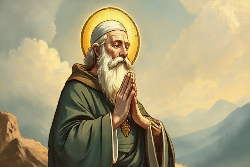 Ilustração de São Bento em oração